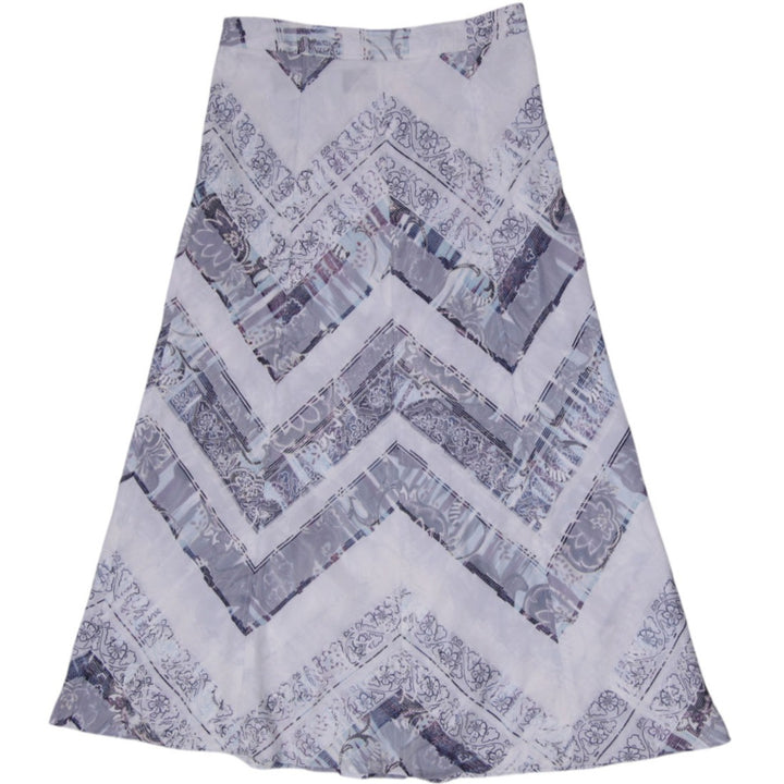 Y2K Ladies Artex Contemporary Chevron Printed Maxi Skirt White Grey Floral Paisley S