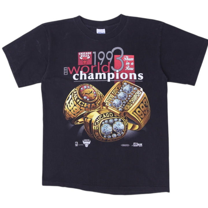 Vintage 1993 Chicago Bulls Salem Three Peat World Champions T-Shirt Made in USA | Migration_T-Shirts | Fashion Rerun