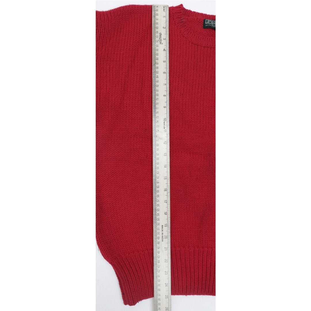 Vintage Embroidered Polo Ralph Lauren Logo Knitted Red Sweater