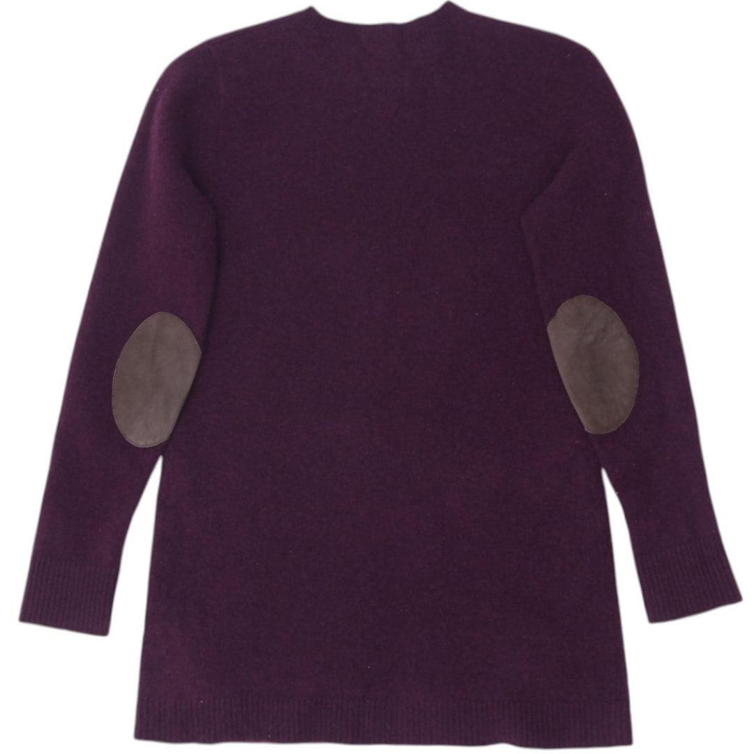 Ladies Polo Ralph Lauren Maroon Wool Blend Elbow Patches Sweater Size L