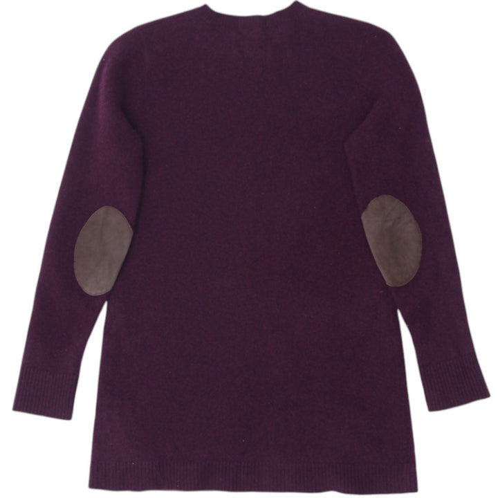 Ladies Polo Ralph Lauren Maroon Wool Blend Elbow Patches Sweater Size L