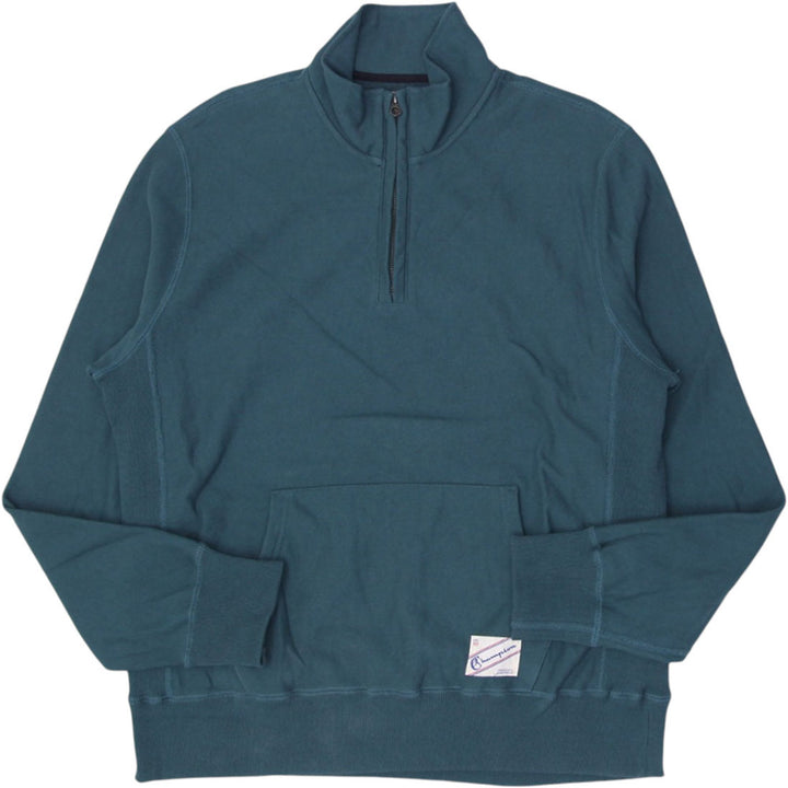 Vintage Mens Champion Todd Snyder Sweatshirt Teal 1/4 Zip Pocketed