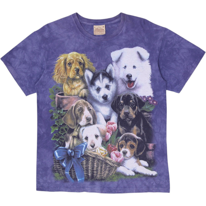 Vintage The Mountain Puppies in a Basket Tie-Dye Graphic T-Shirt Size M