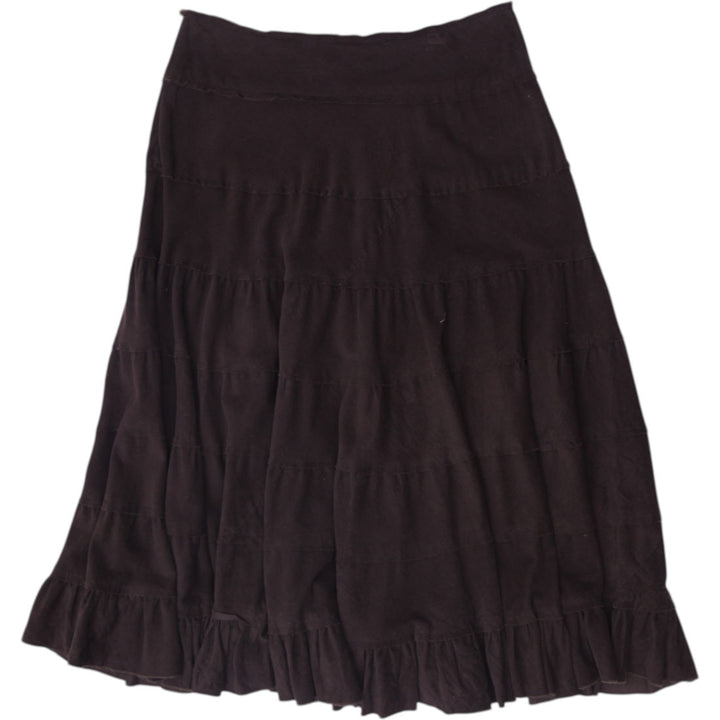 Y2K Ladies DIMRI Brown Cotton Tiered Ruffle Long Skirt Size M