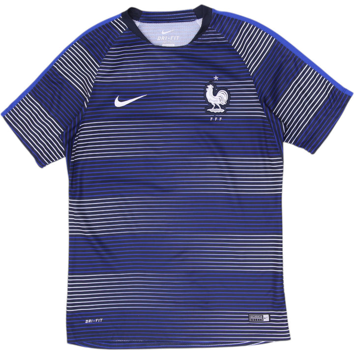 Mens Nike 2016 France FFF Striped Pre Match Jersey Size M