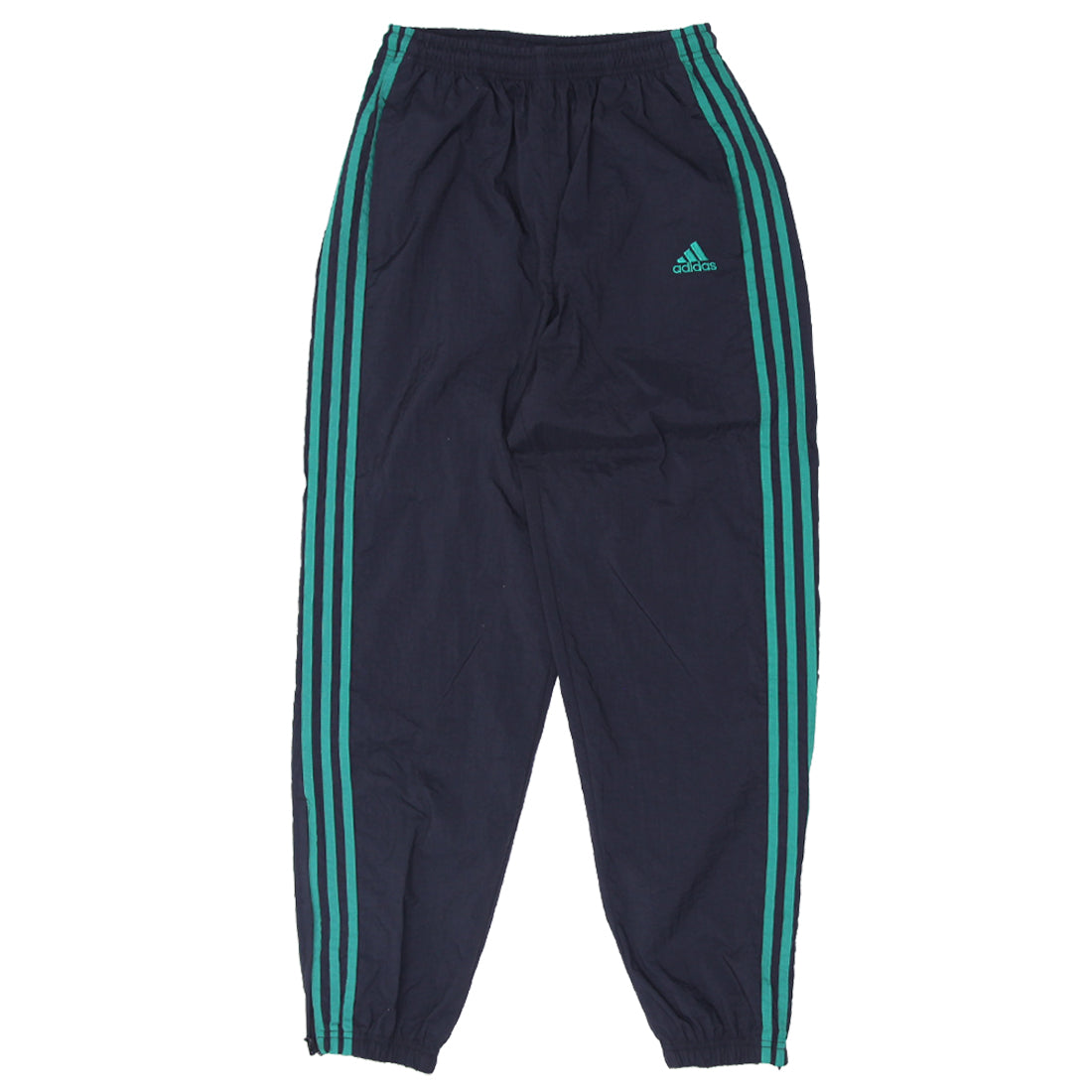 Shop Vintage Adidas Embroidered Green Stripes Black Nylon Track