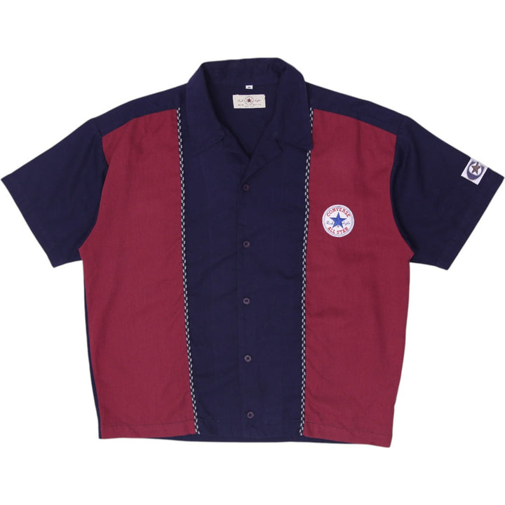 Mens Converse Chuck Taylor Two Tone Maroon Navy Short Sleeve Shirt Size M
