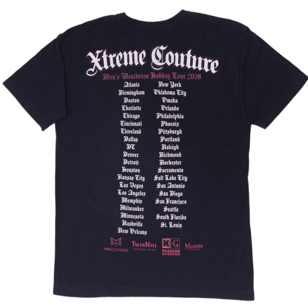 Y2K Mens Xtreme Couture Wearhouse Holiday Tour 2008 T-Shirt Size L