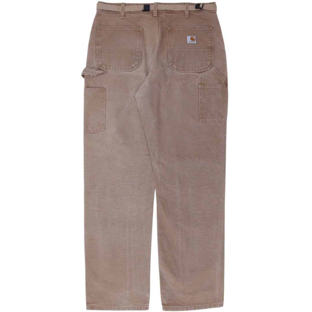 Mens Carhartt B01 BRN Dungaree Fit Double Knee Workwear Customize Belt Pants Size 34x34 | Migration_Pants WW | Fashion Rerun