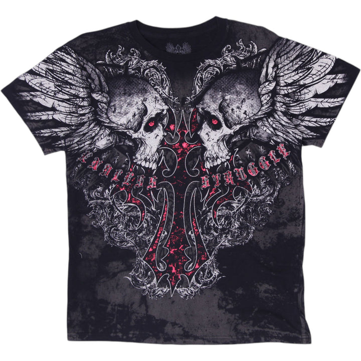 Y2K Mens Xzavier Endless Struggle Winged Skulls Graphic T-Shirt Size L