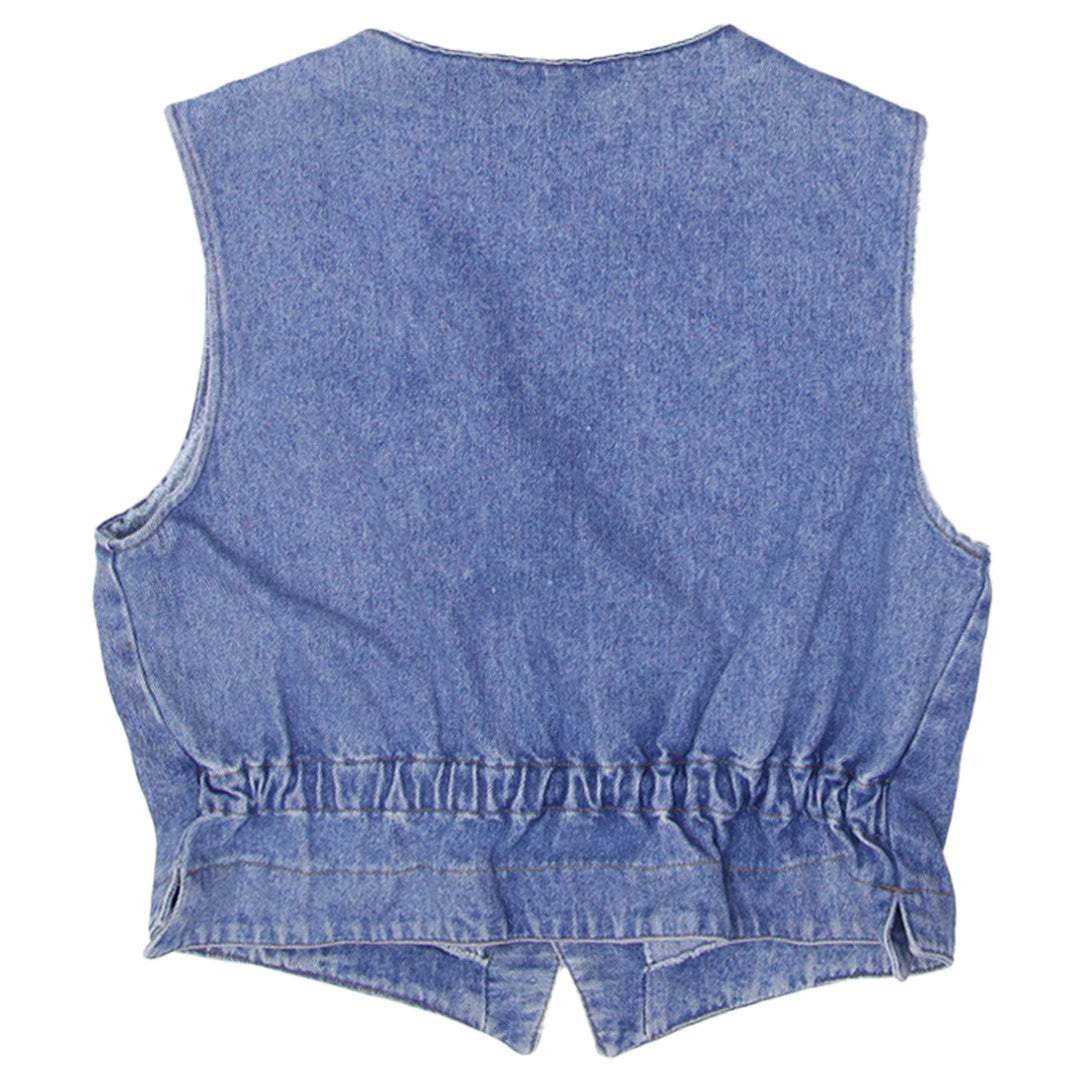 Vintage Ladies Embroidered Small Stars Denim Vest