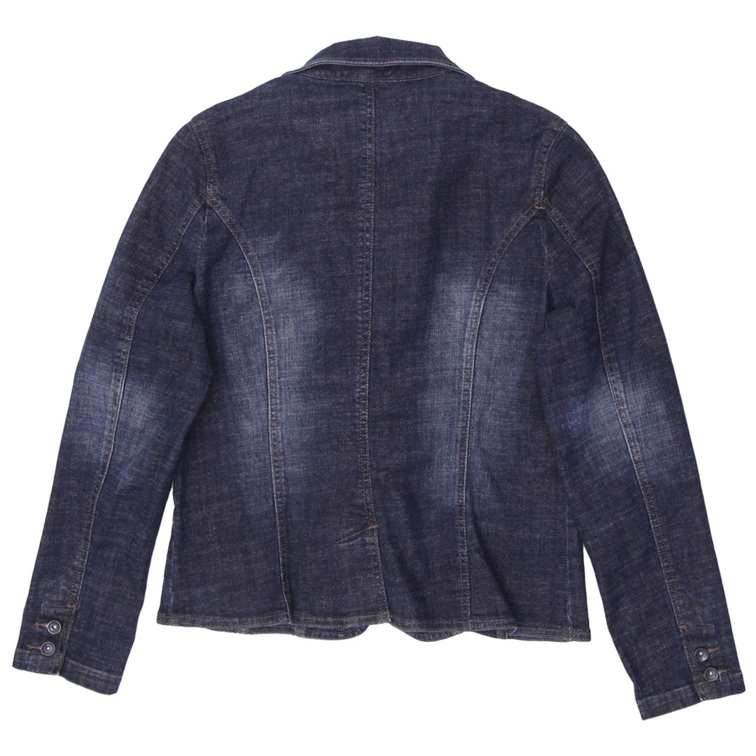 Y2K Ladies Contrast Button Down Stretch Denim Jacket