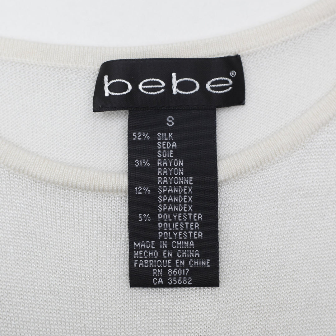 Y2K Ladies Bebe Silk Blend Ribbed Knit Tank Top Size S