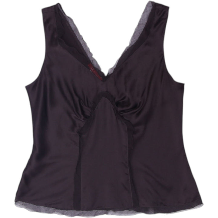 Y2K Ladies Anne Klein Black Sleeveless Top Silk V-neck Elegant