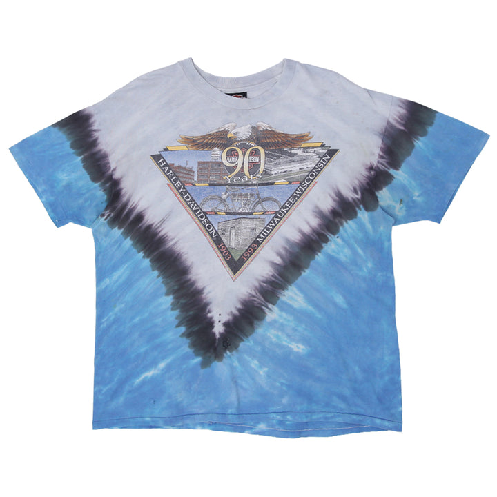 90's Vintage Harley Davidson Milwaukee Wisconsin T-Shirt Distressed S.Stitch Made In USA XL - Fashion Rerun Vintage Migration_T-Shirt