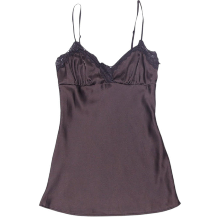 Y2K Ladies Ramage Unbranded Lingerie Brown Lace Cami Top Size S