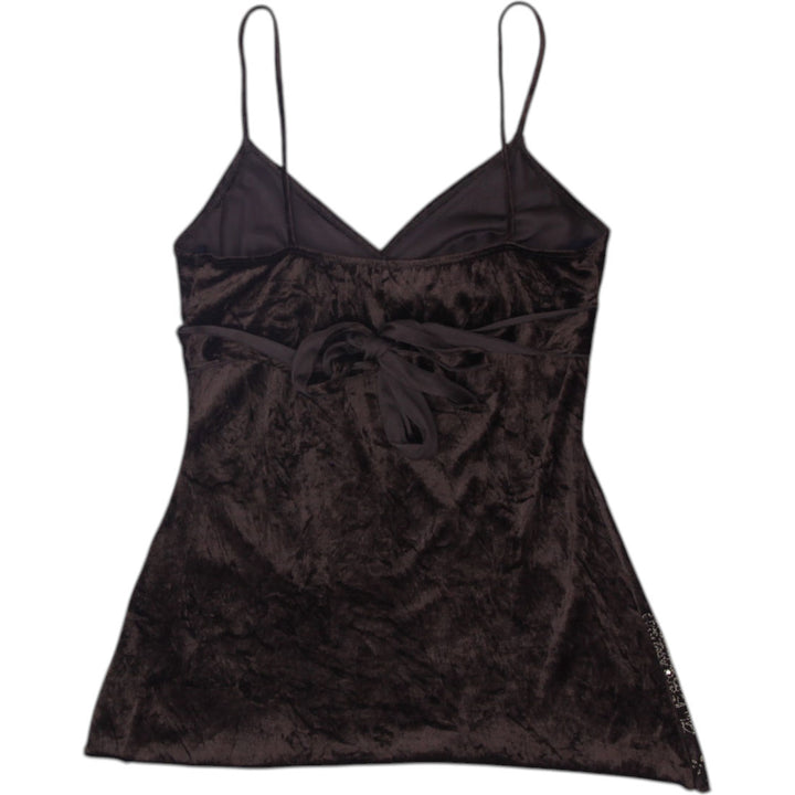Y2K Ladies Brown Velvet Sequin Strappy Sleeveless Tank Top Size M | Migration_Y2K Tops - Side View | Fashion Rerun