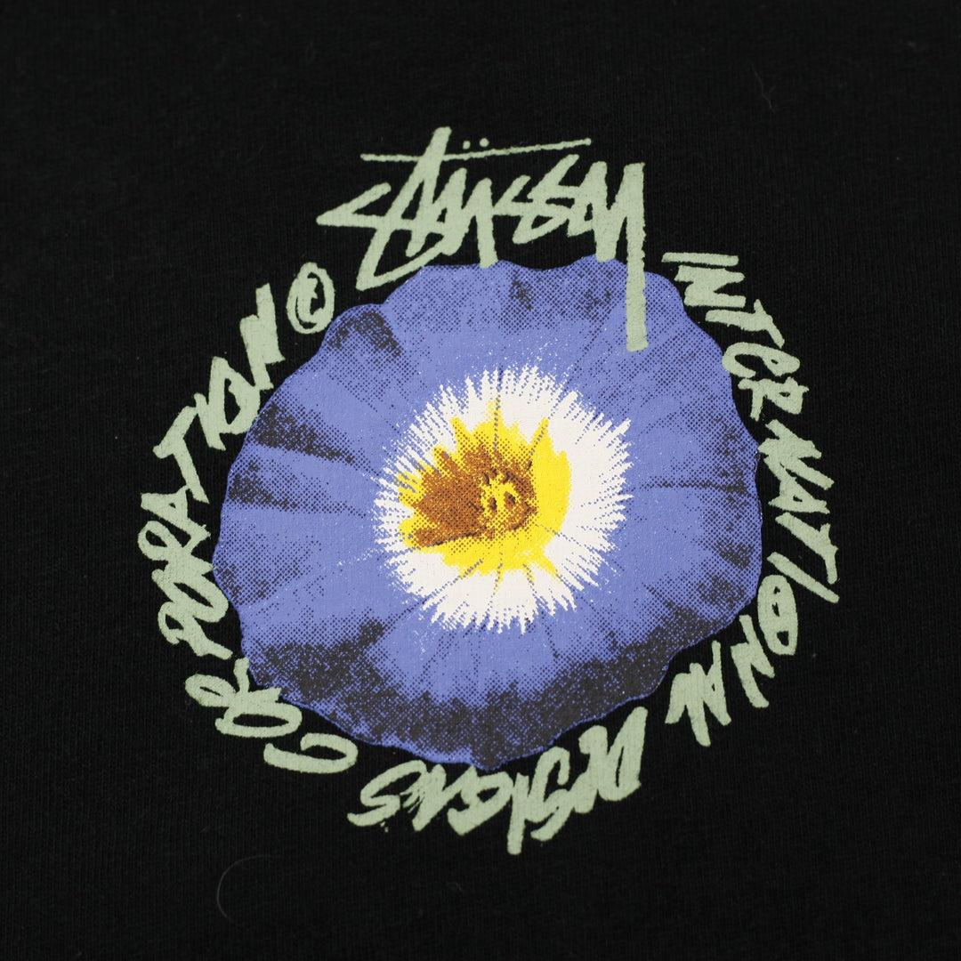 Mens Stussy Australia Black Cosmos Flower Graphic T-Shirt