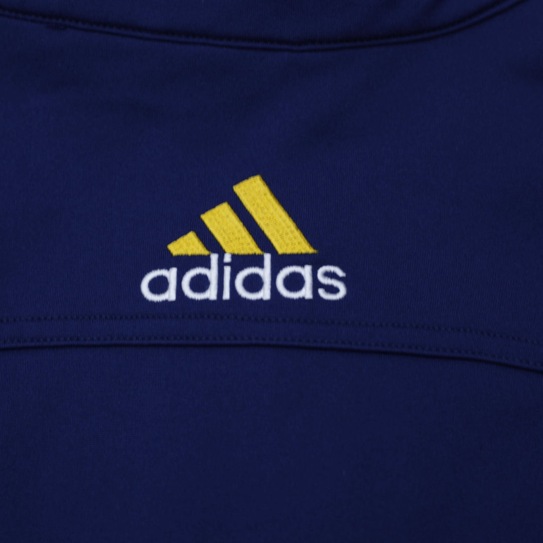 Vintage 90s Adidas Flag Tag Embroidered Gold Logo Navy Track Jacket XL