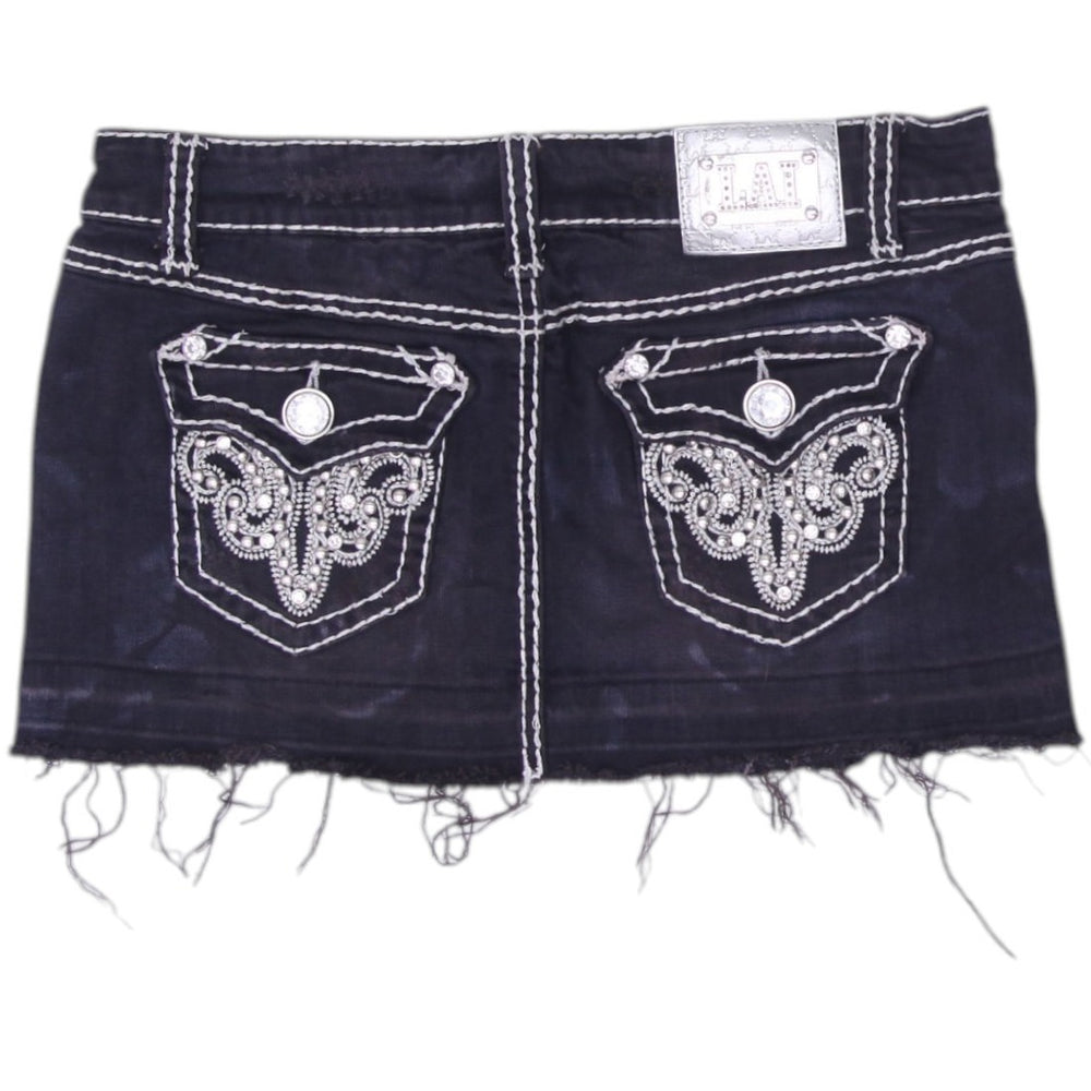 Y2K Ladies LA Idol Rhinestone Mini Skirt Size M | Migration_Skirts - Side View | Fashion Rerun