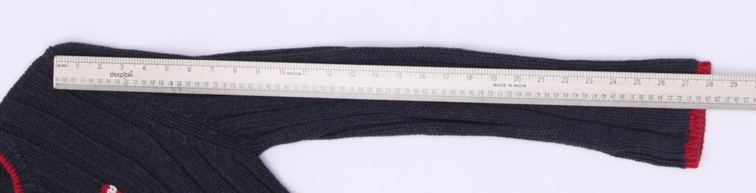 Vintage Ladies Polo Ralph Lauren American Flag Ribbed Knit Gray Sweater L