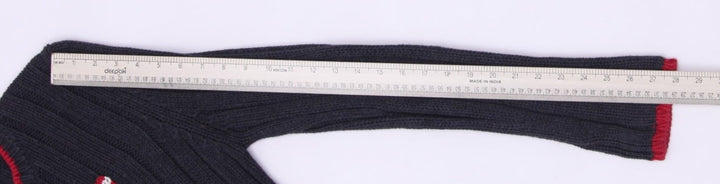 Vintage Ladies Polo Ralph Lauren American Flag Ribbed Knit Gray Sweater L