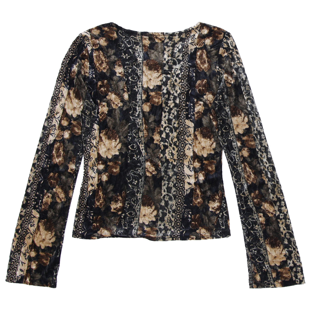 Y2K Ladies Amisu Printed Velour Long Sleeve Tops