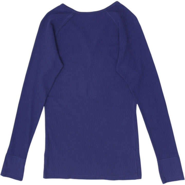Y2K Ladies GUESS Blue Thermal Script Logo Long Sleeve Top Size XL