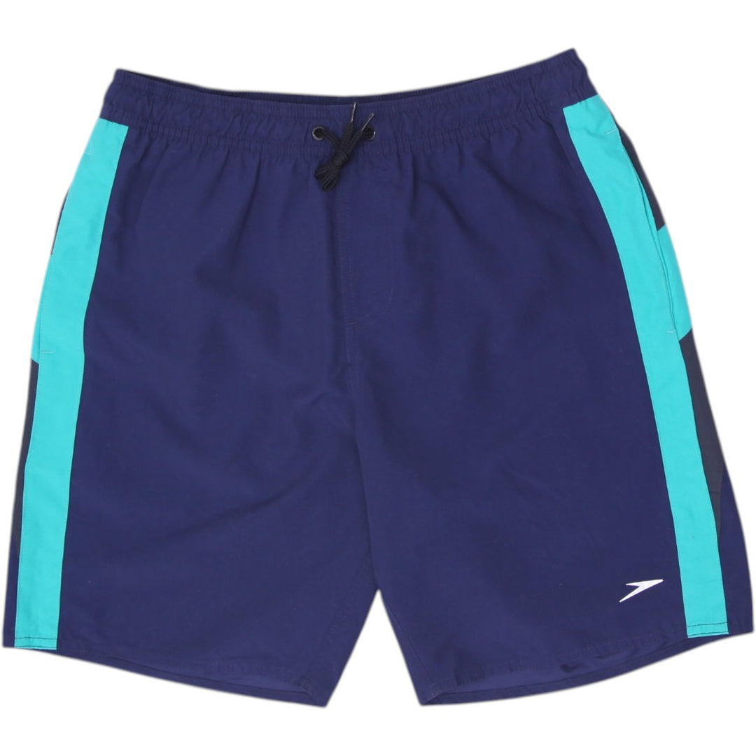 Mens Speedo Colorblock Swim Trunks Navy & Teal Mesh Lined Board Shorts Small