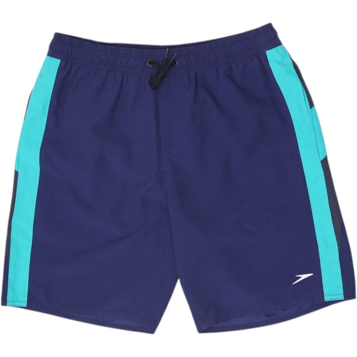 Mens Speedo Colorblock Swim Trunks Navy & Teal Mesh Lined Board Shorts Small