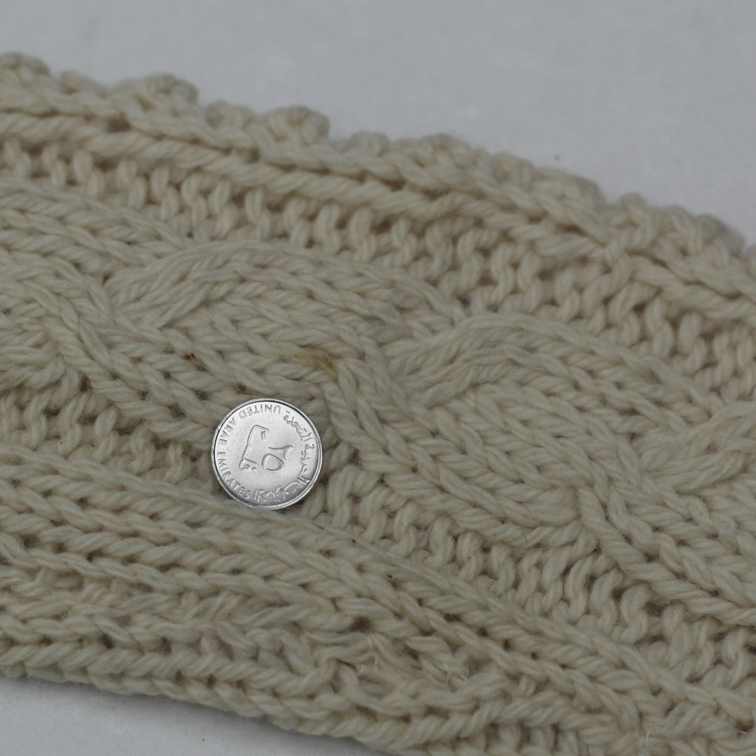 Ladies Handmade Italian 100% Wool Cable Knit Cardigan - Natural Beige - Fashion Rerun Vintage Migration_Sweaters