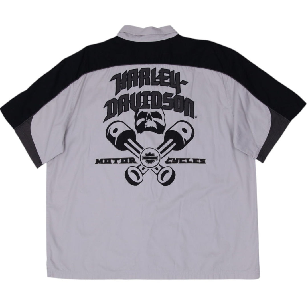 Mens Harley Davidson Shirt Gray Black Color Block Logo