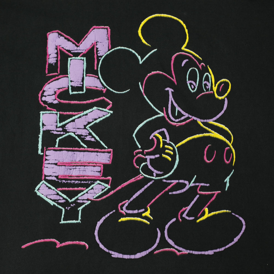 Vintage 90s Walt Disney Mickey Mouse Shadow Faded Neon T-Shirt Made in USA Sz XL | Migration_T-Shirts - Alter | Fashion Rerun