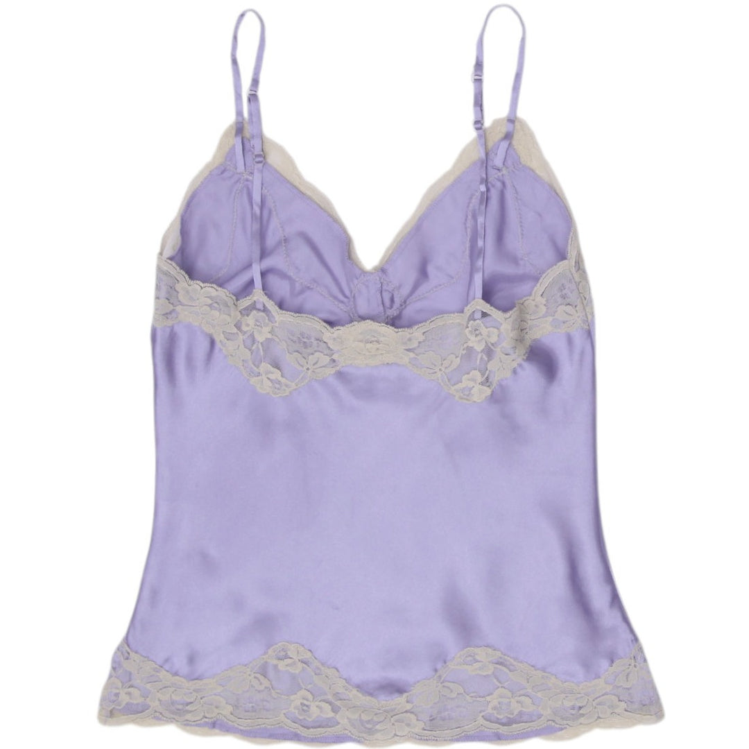 Y2K Ladies Secret Pastel Lilac Satin Lace Camisole Top Coquette Lingerie Cami M