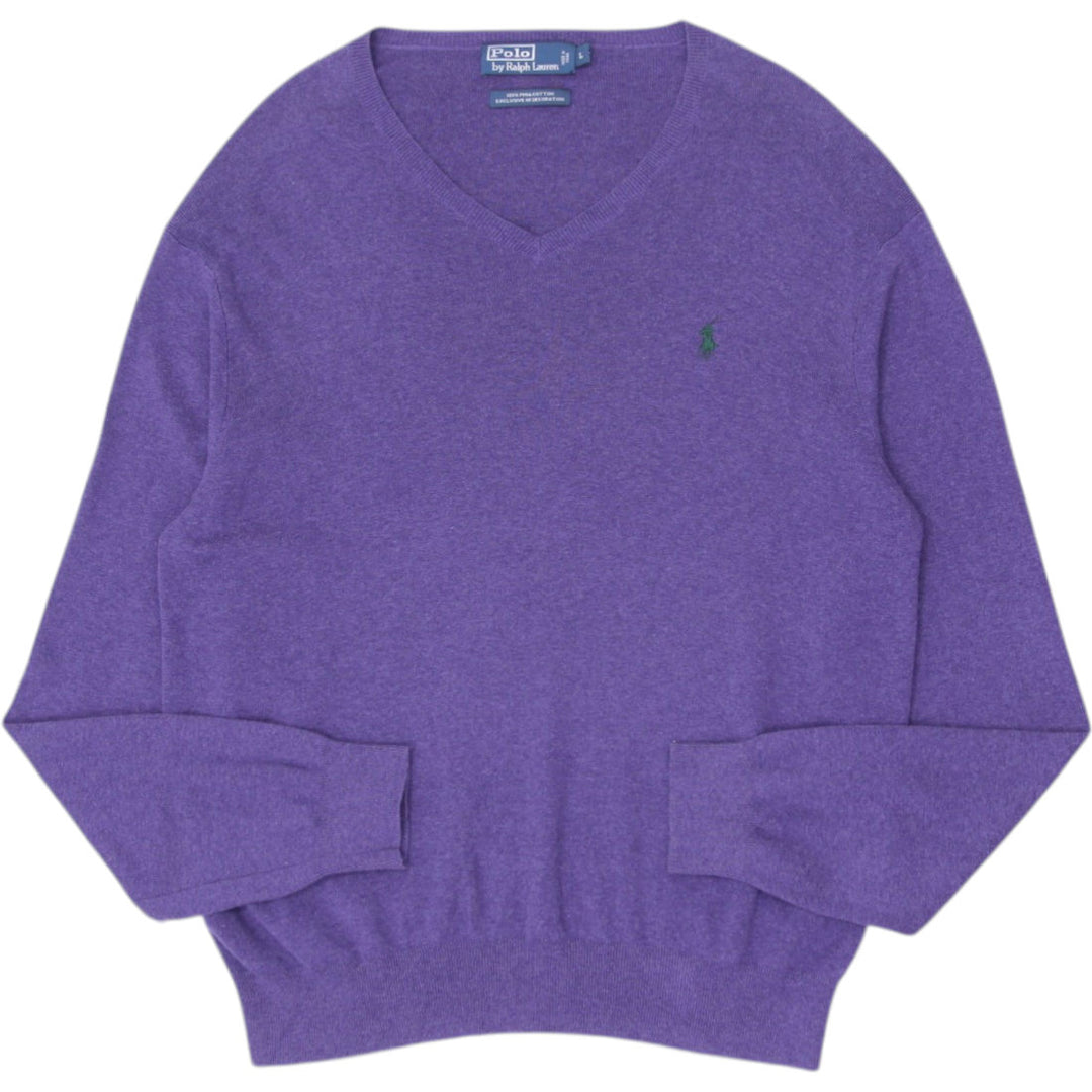 Mens Polo By Ralph Lauren Purple V-Neck Pima Cotton Knitwear Sweater | Migration_Knitwear & Sweaters RL Colle | Fashion Rerun