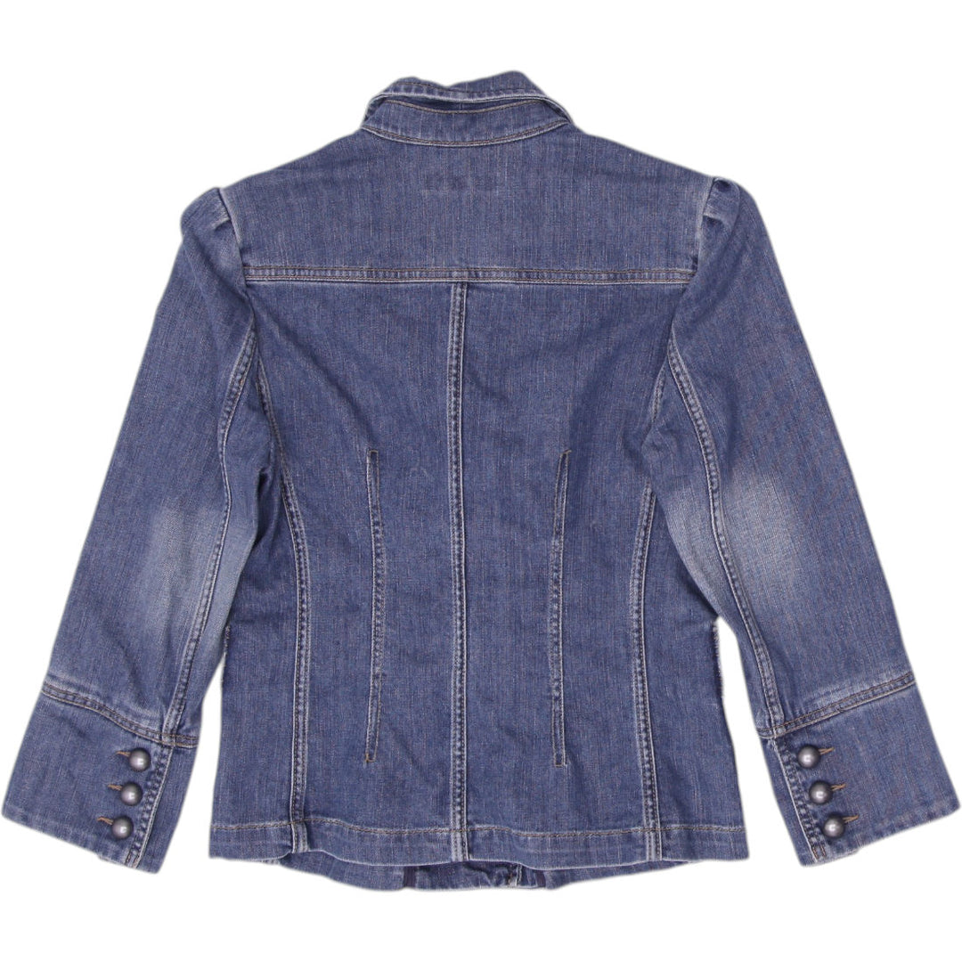 Y2K Ladies Banana Republic Buttoned Fitted Chic Denim Trucker Jacket Size 4