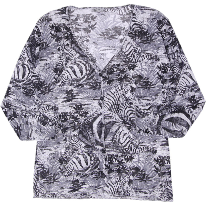Y2K Ladies Mariani Zebra Safari Toile Printed Cardigan Top
