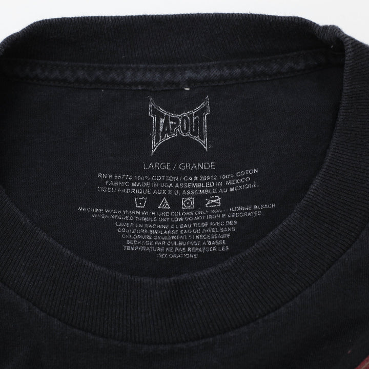Y2K Mens Tapout T-Shirt Black Graphic Skull Design Size L