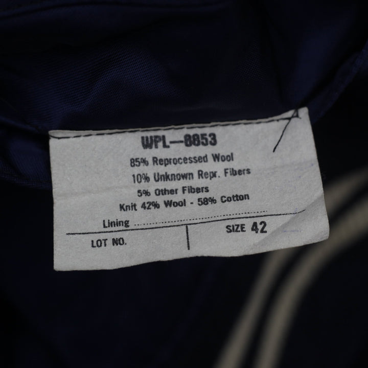 Vintage Medford High Mustangs Varsity Jacket Navy Embroidered Striped 1982-83 Size 42 | Migration_Jackets - A | Fashion Rerun