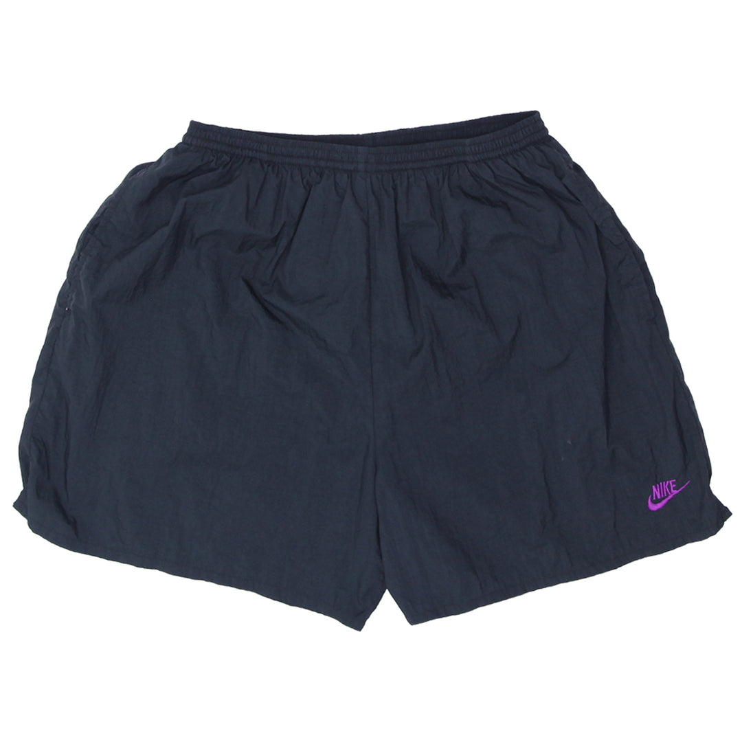 Shop 90's Vintage Nike Purple Logo Nylon Shorts Black Fashion Rerun