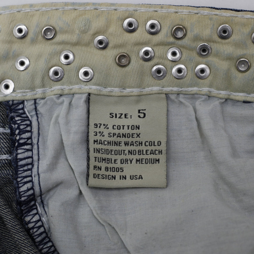 Y2K Ladies LA Idol USA Studded Thick Stitch Bootcut Jeans Size 5