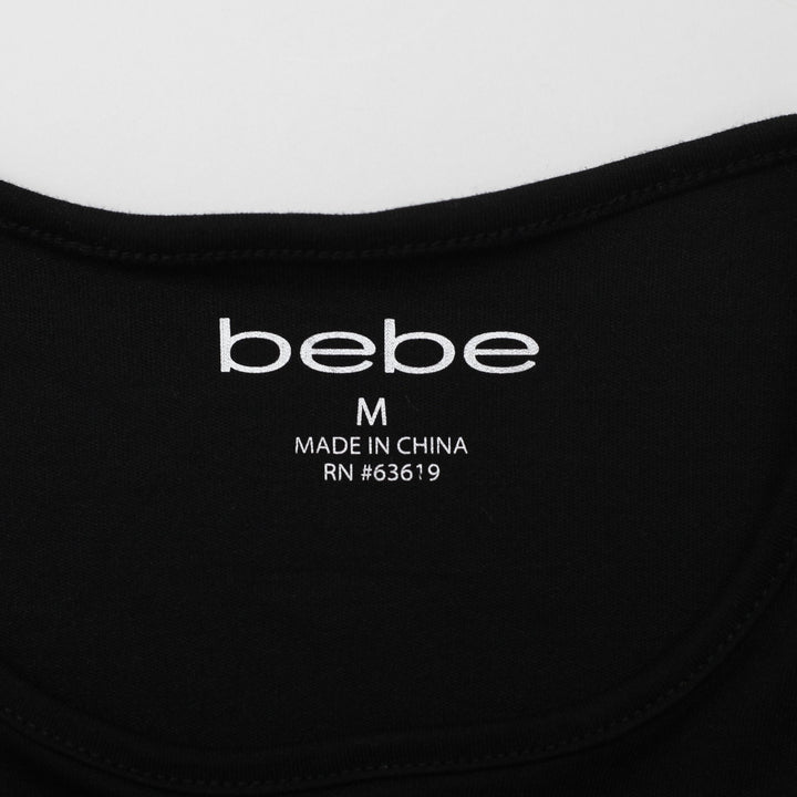 Y2K Ladies Bebe Rhinestone Logo Crop Top Size M | Migration_Y2K Tops - Back View | Fashion Rerun