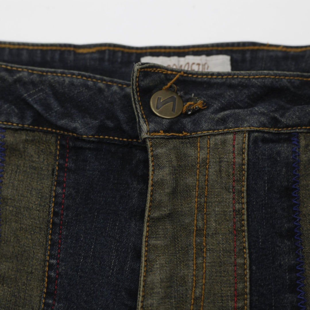 Y2K Ladies Coacetic Vertical Striped Flared Denim Size 30