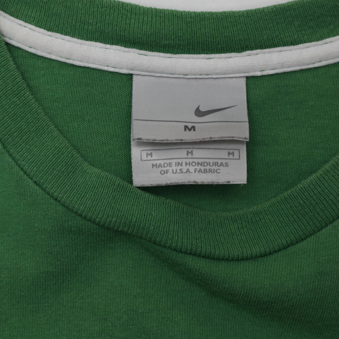 Vintage Nike Swoosh Embroidered Check Spellout Green T-Shirt