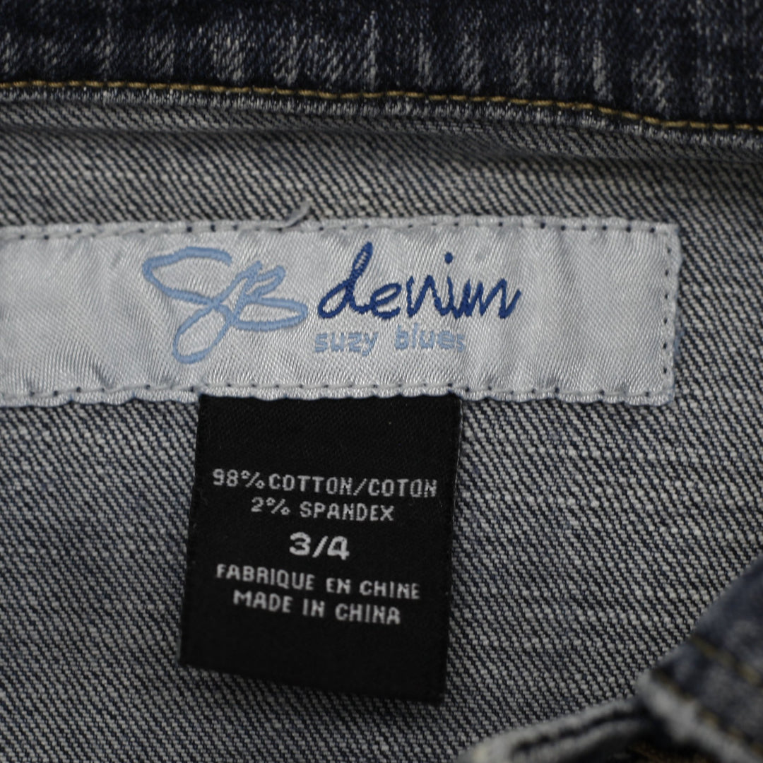 Y2K Ladies SB Denim Suzy Blue Washed Trucker Jacket Size 3/4
