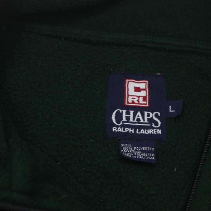 Vintage Chaps Ralph Lauren Embroidered Quarter Zip Fleece Pullover Size L, Green - Fashion Rerun Vintage Migration_Sweaters