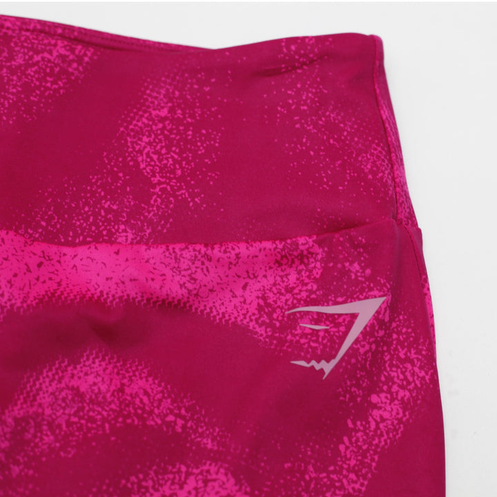 Ladies Gymshark Power Tight Shorts Magenta Pink Print Size M