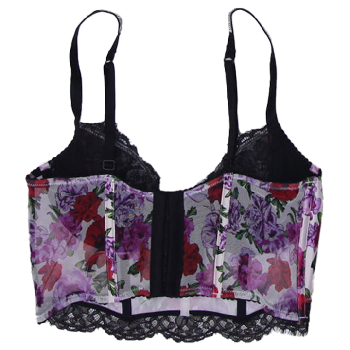 Ladies Victoria's Secret Floral Satin Lace Quarter Cup Underwire Long Line Bra