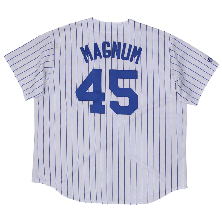 Vintage Chicago Cubs Majestic Pinstripe MLB Genuine Merchandise #45 Magnum Jersey