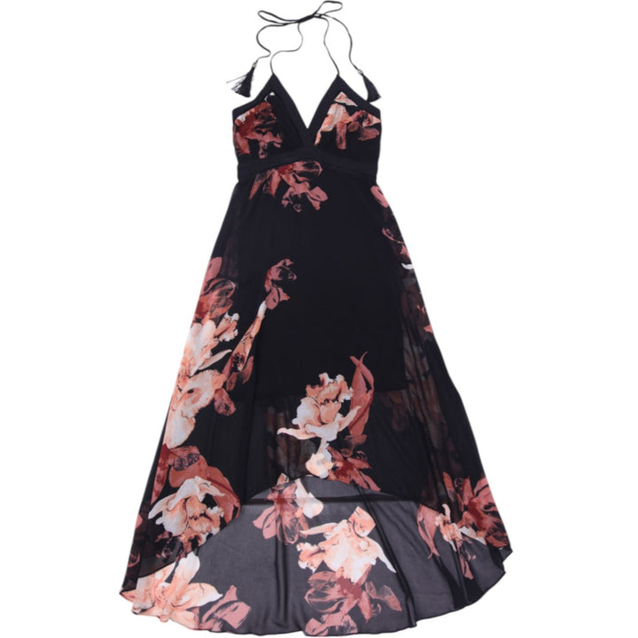 Y2K Ladies White House Black Market Floral Halter High Low Dress Size 6